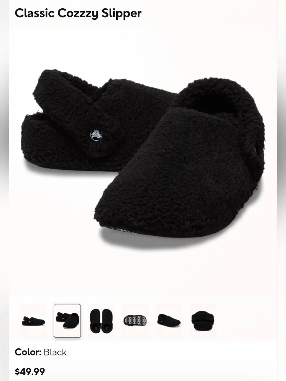 Crocs Classic Cozzzy Slipper in Black - W9 - Picture 2 of 11